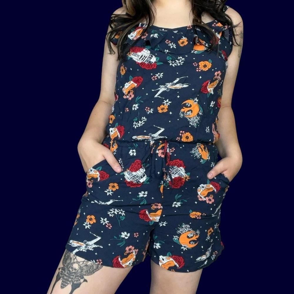 Star Wars Printed Floral Navy Romper